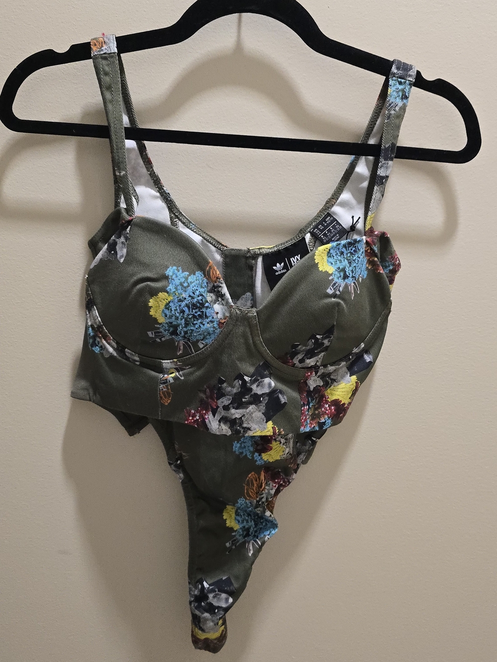 adidas Originals Ivy Parj Olive Floral Bodysuit XS